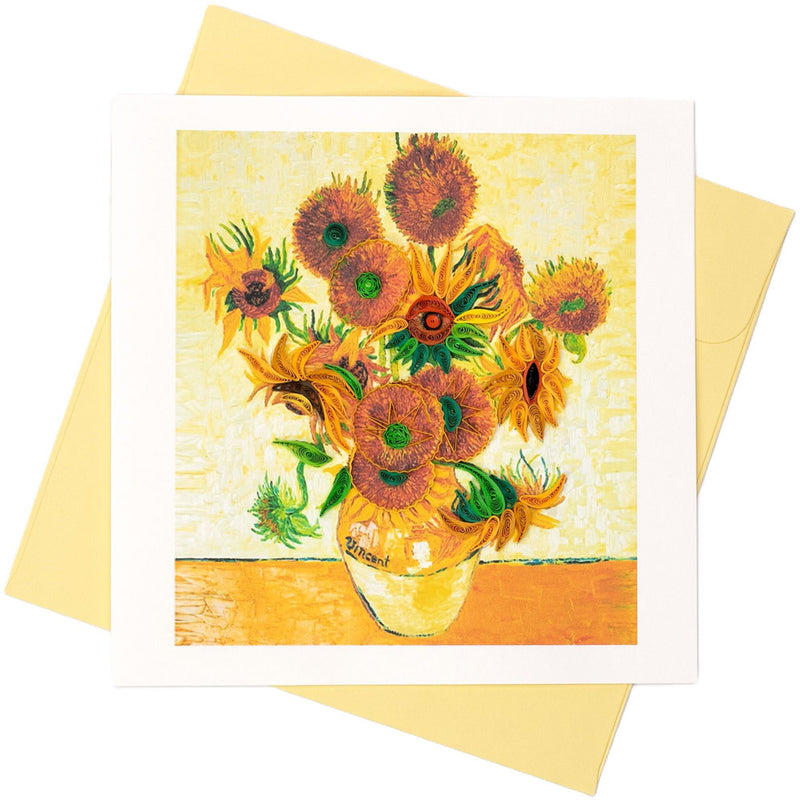 Quilled Vase with Sunflowers Greeting Card (15x15cm)