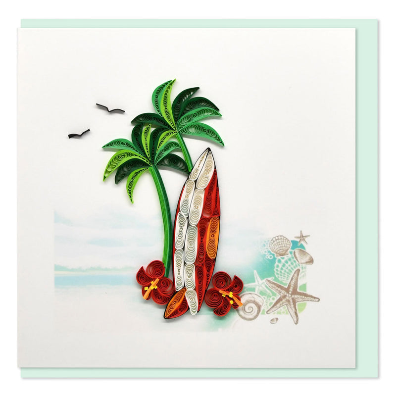 Quilled Surfboard Greeting Card (15x15cm)