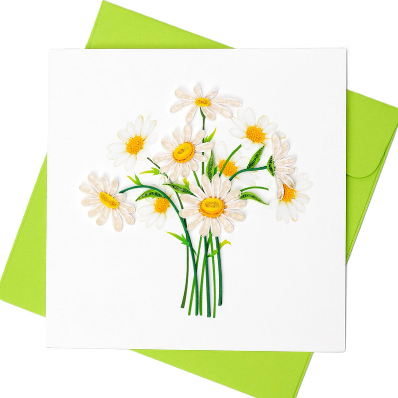 Quilled White Daisies Greeting Card (15x15cm)