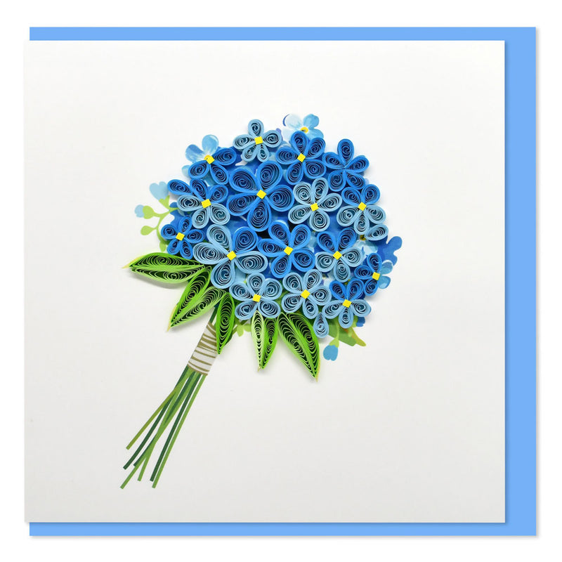 Quilled Blue Hydrangea Bunch Greeting Card (15x15cm)