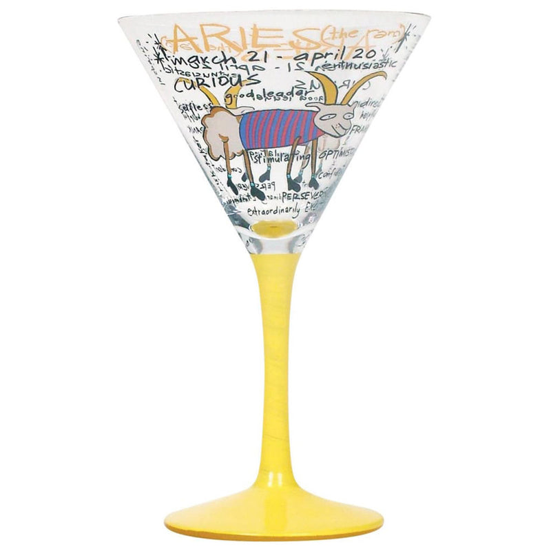 Zodiac Hand-Painted Martini Glass