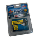 Irmão laminado preto na fita de rotulagem amarela