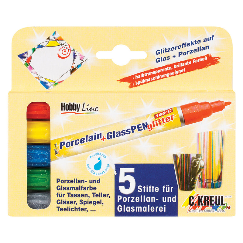 Porcelain and Glass Glitter Markers 5pcs
