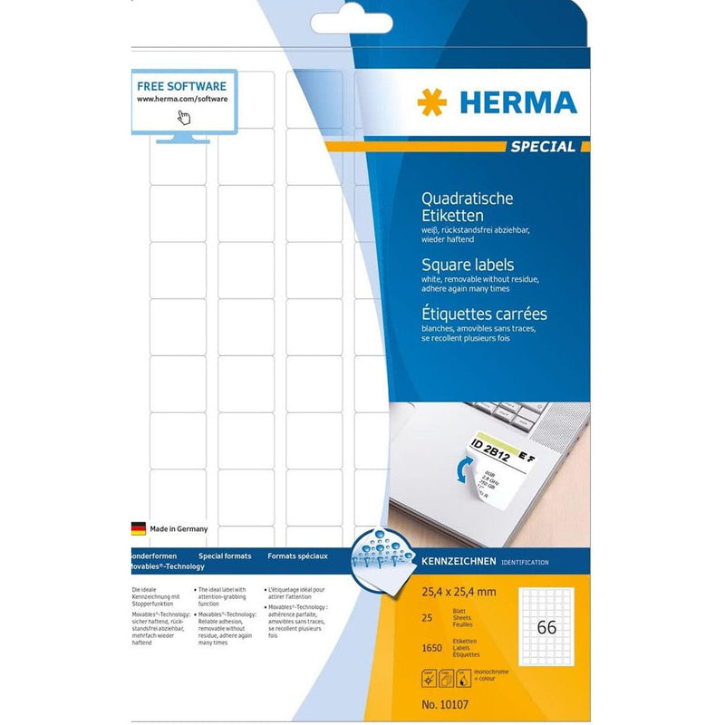 Herma Square Removable Labels 25pc (White)