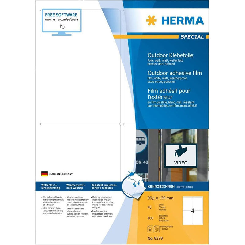 Herma Outdoor Film Labels A4 40pc (White)