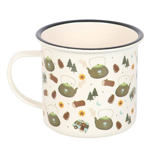 Camping Print Enamel Style Metal Mug
