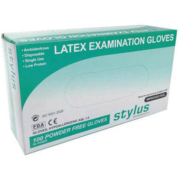 Stylus Disposable Latex Gloves Medium 100pk (Cream)