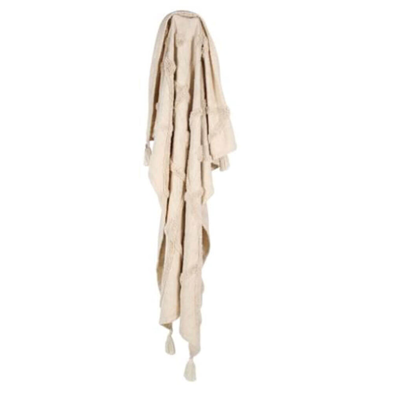  Manta de algodón con borlas y mechones (150x125cm)