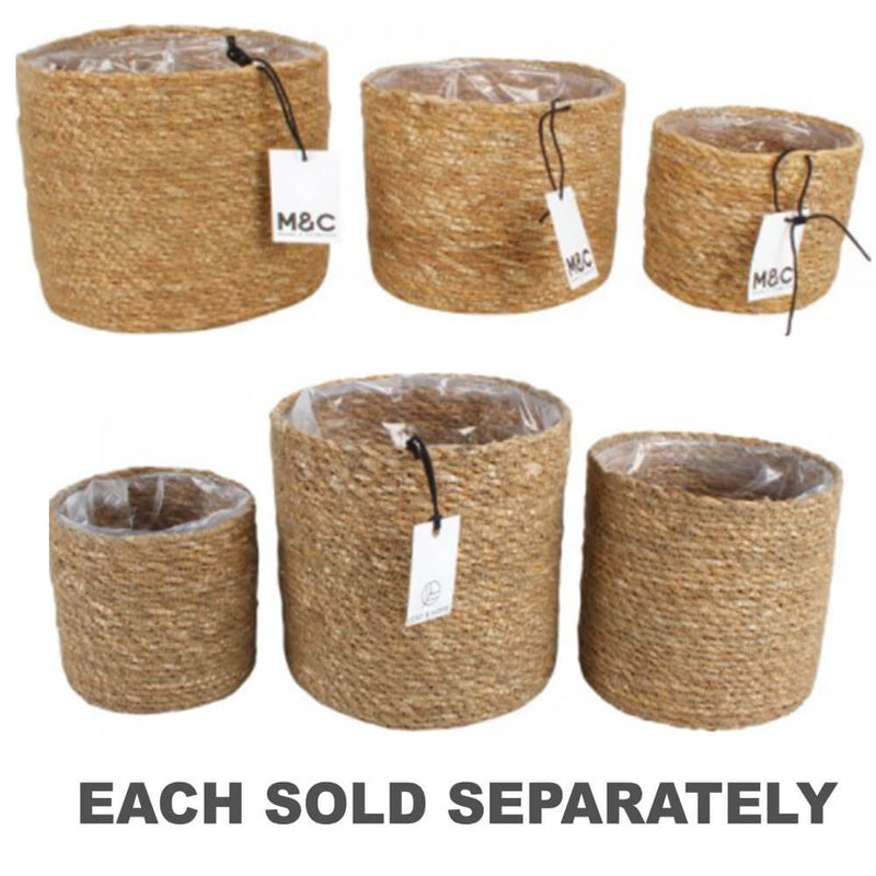 Coffs Seagrass Lined Baskets Round 3 Set 18x18cm