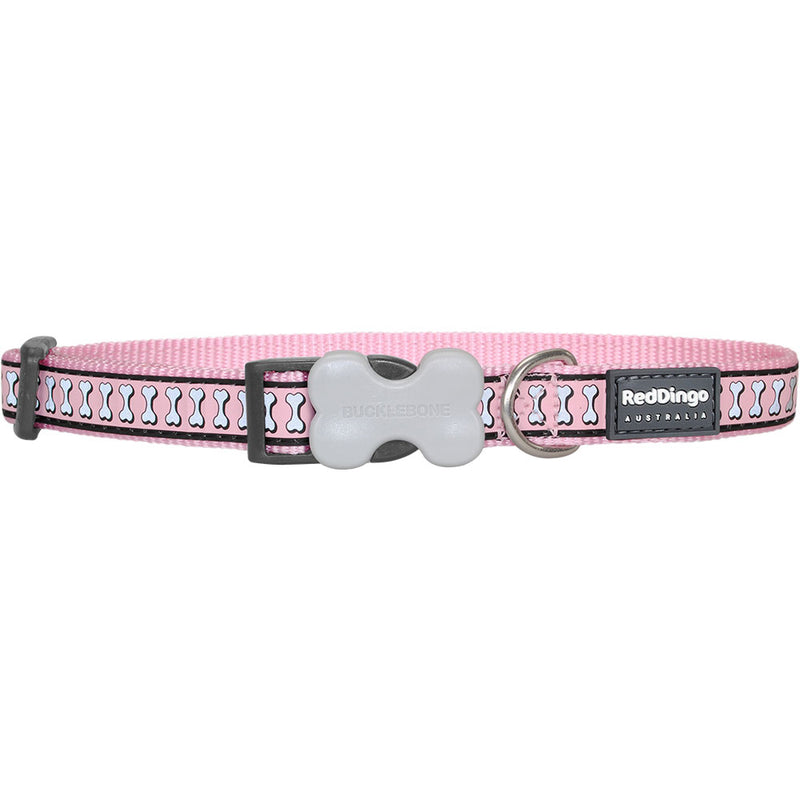  Collar para perro con diseño de huesos reflectantes (rosa)