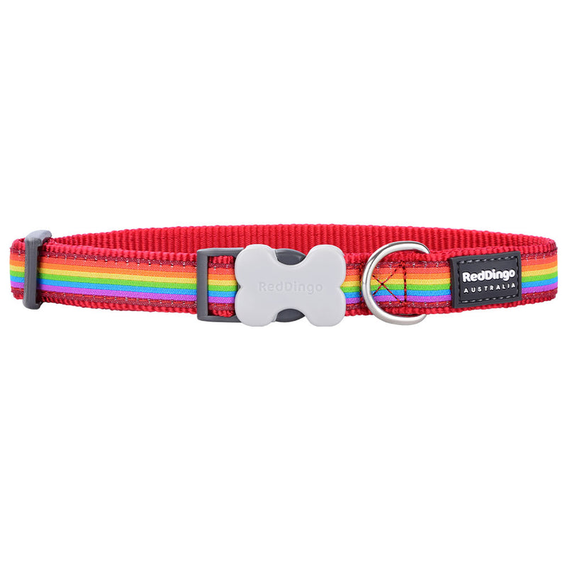 Colarinho de cachorro com design de arco -íris (vermelho)