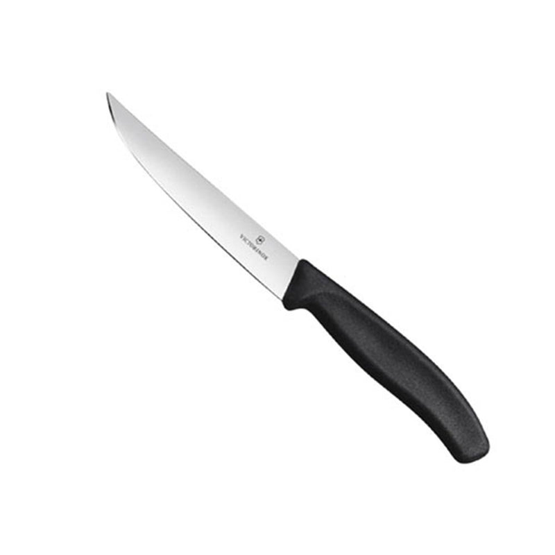 Faca de bife de borda reta larga de lâmina 12 cm (preto)