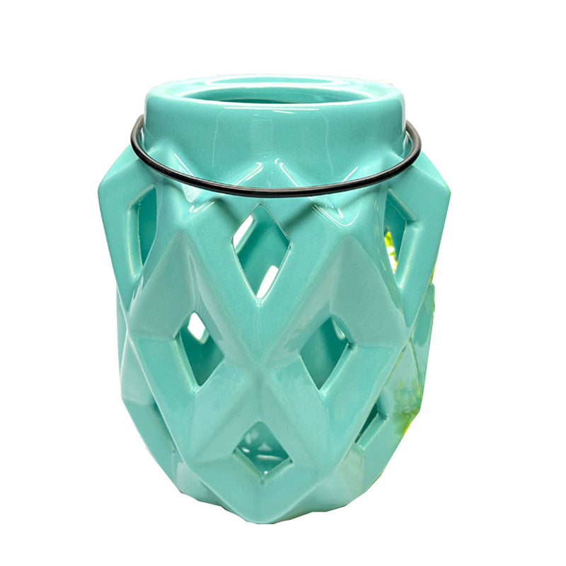 Lanterna de vela elegante em cerâmica (14x14x19cm)