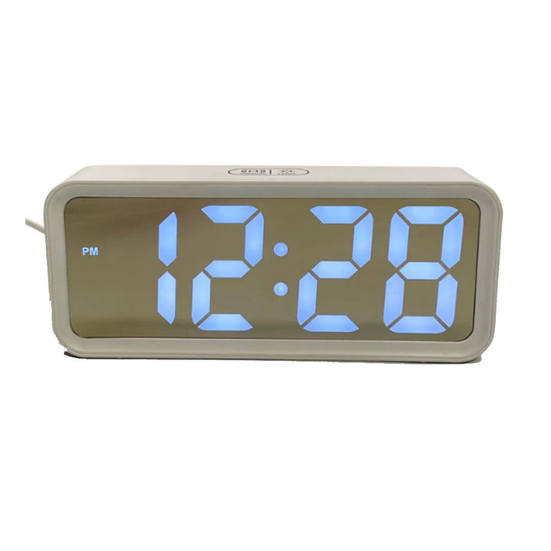  Reloj despertador LED con carga USB y espejo de 19 cm