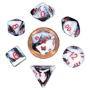 MDG Mini Polyhedral Dice Set (with Red Numbers Marble)