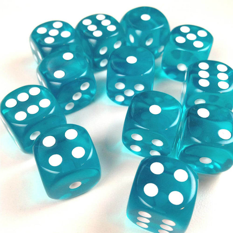 D6 Dice Translucent 16mm (12 Dice)