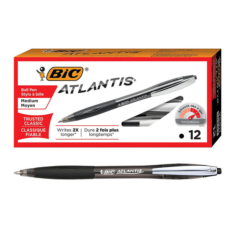 Bic Atlantis Pen de caneta retrátil (12pk)