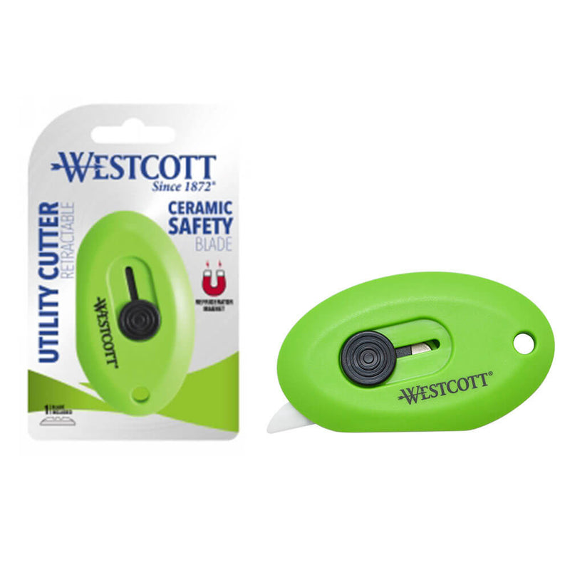 Westcott Cutter de caixa de cerâmica retrátil (verde)