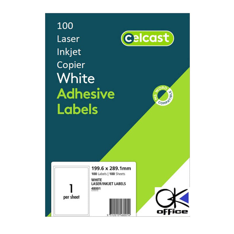 Celcast laser/rótulos de jato de tinta Branco (100pk)
