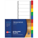 Avery 10 Tab Extra Wide Plastic Dividers A4 (Coloured)