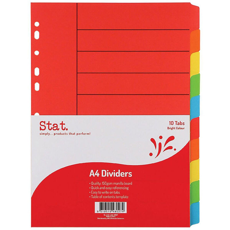  Separadores Stat Manilla A4 (colores brillantes)